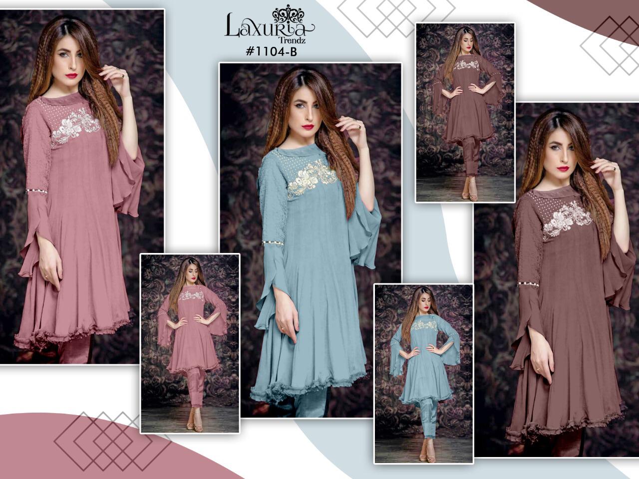 Laxuria Trendz 1104 Party Wear Georgette Designer Tops With Bottom Collection
